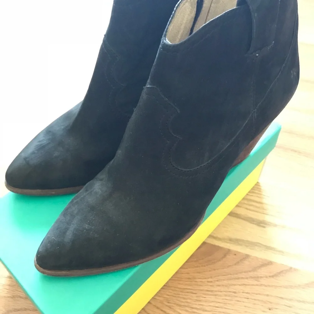 Frye Black Suede Ankle Booties